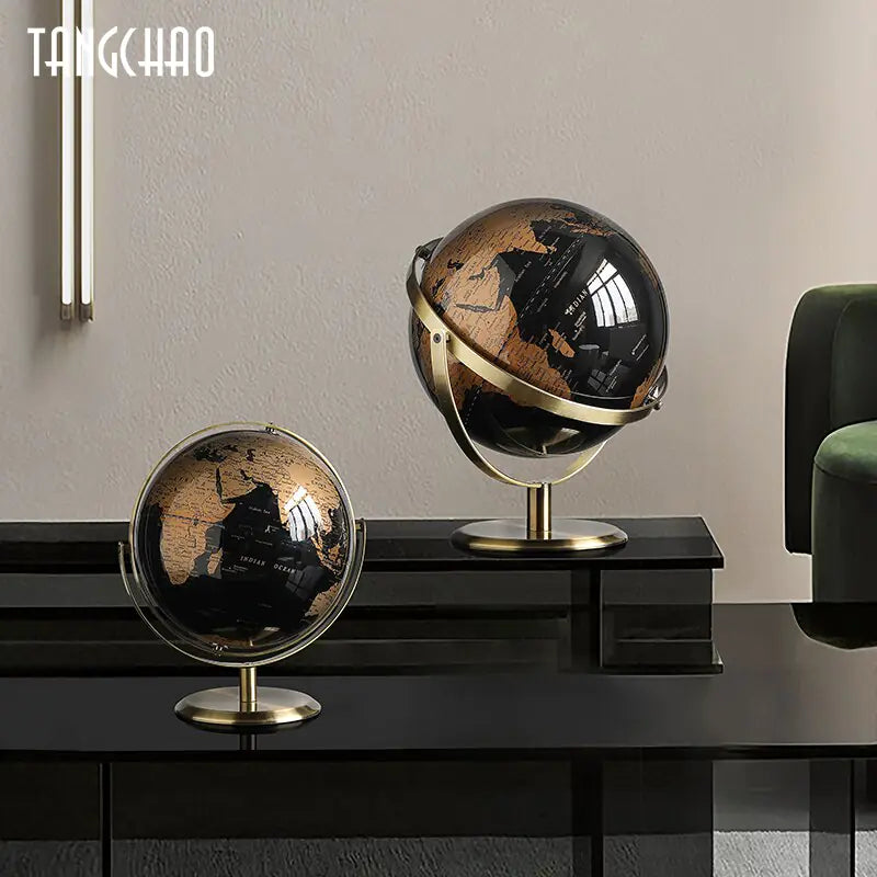 Retro World Globe Map Ornament for Home Office Decor Accessories