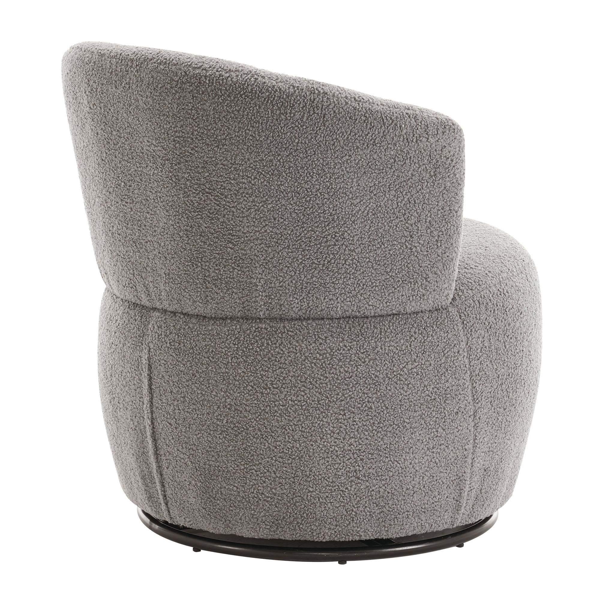 Grey Plush Swivel Accent Chair with 360° Metal Base