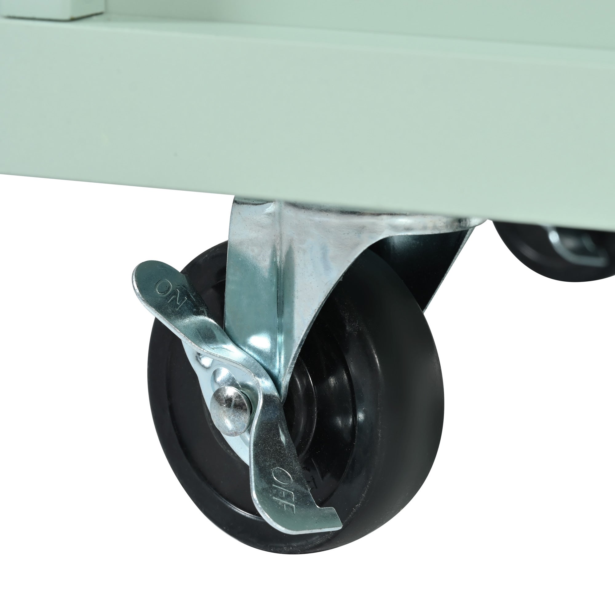 Mint Green Kitchen Trolley with Cabinet and 3 Dining Drawers