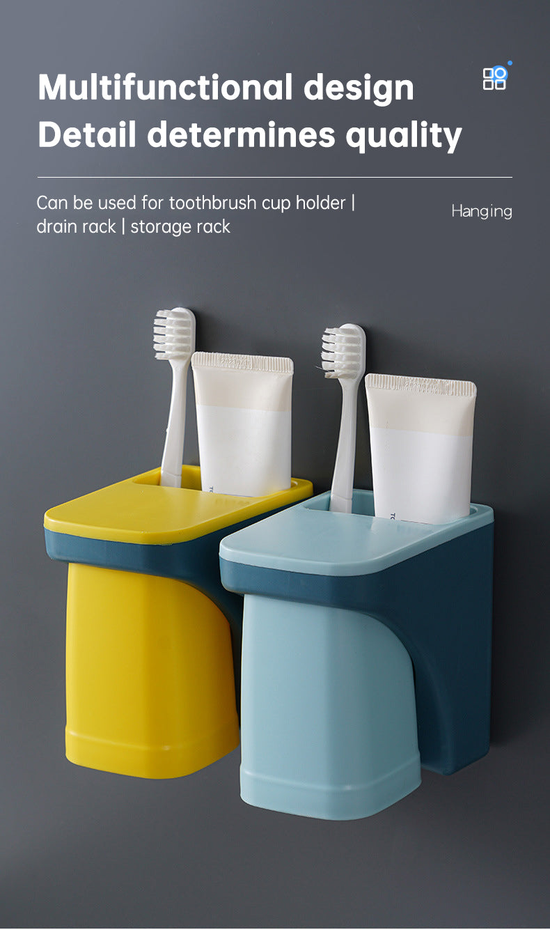 Magnetic Toothbrush Holder with Cup Bathroom Toiletries Storage Rack Wall