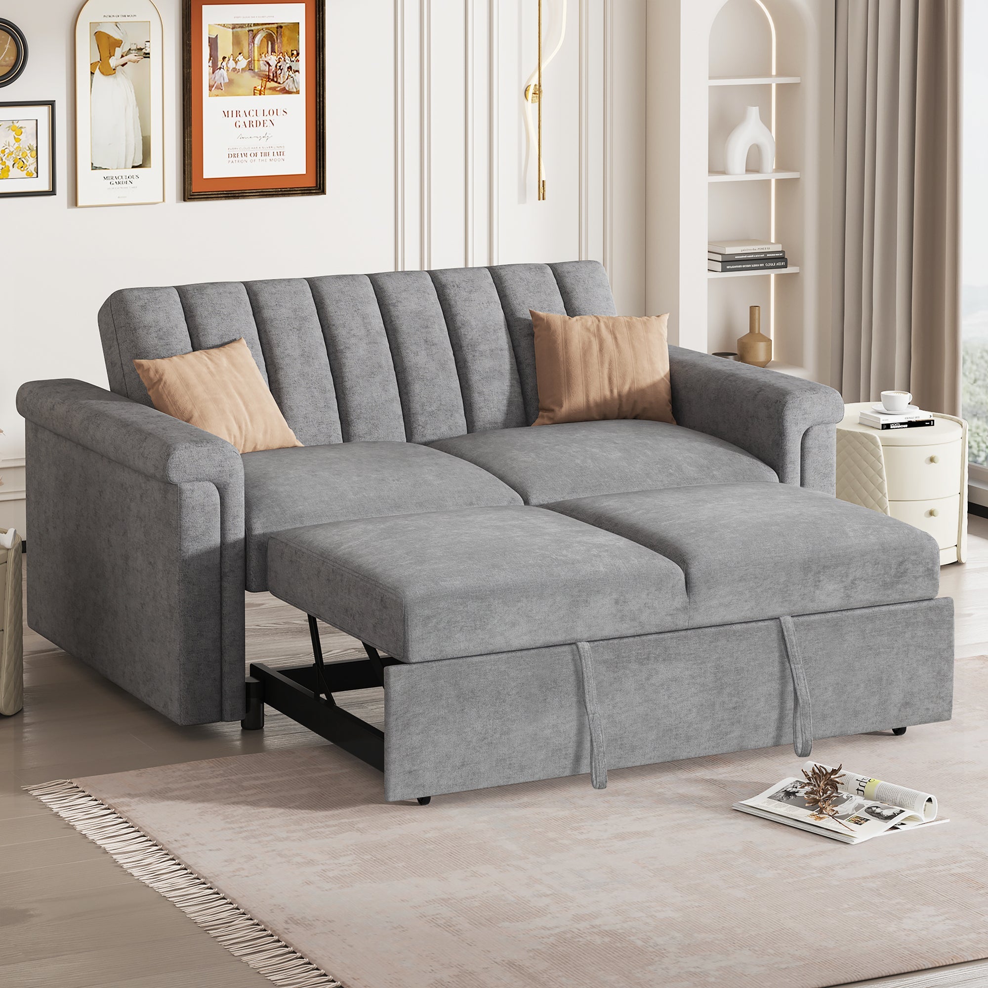 Convertible Soft Cushion Sofa Pull-Out Bed for Two