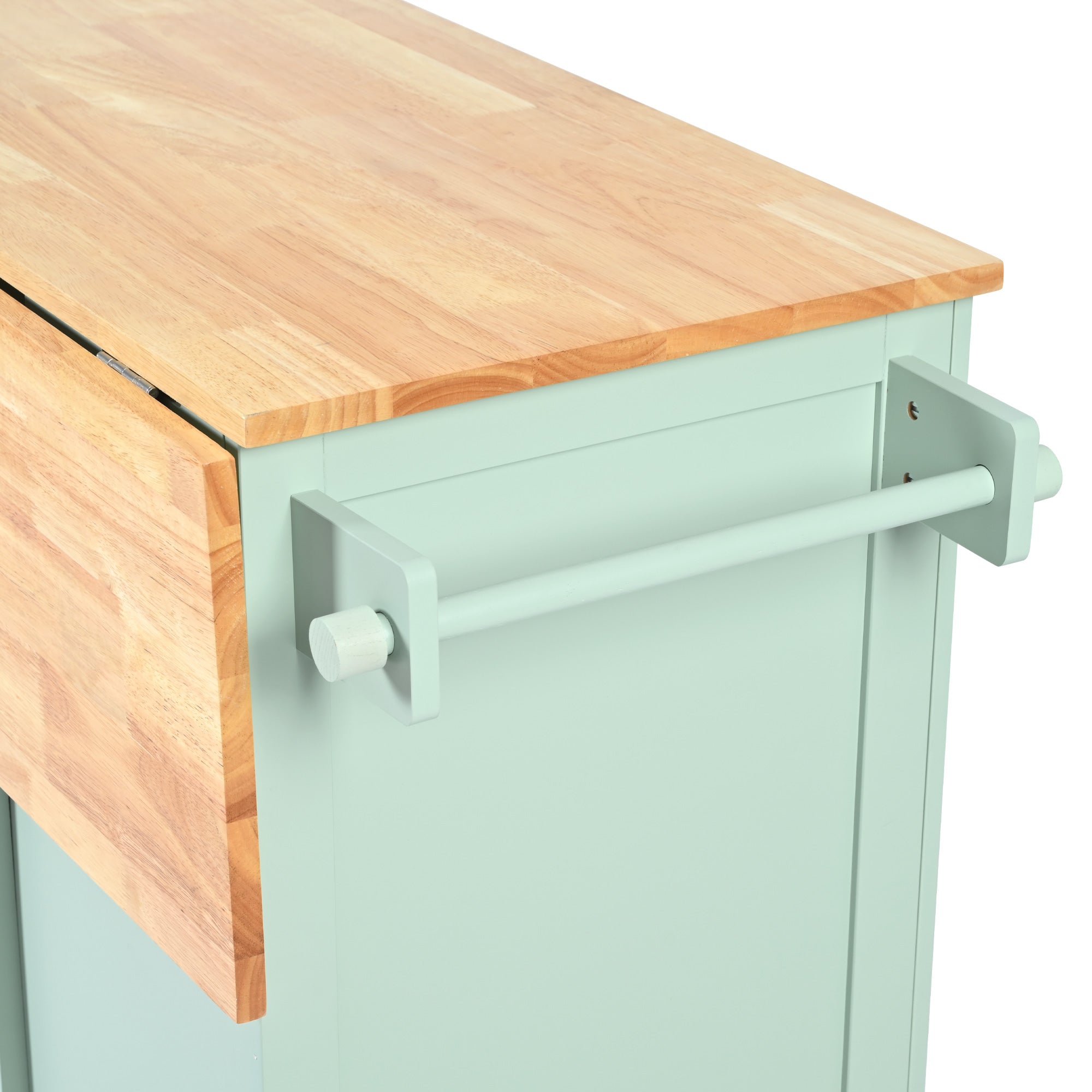 Mint Green Kitchen Trolley with Cabinet and 3 Dining Drawers