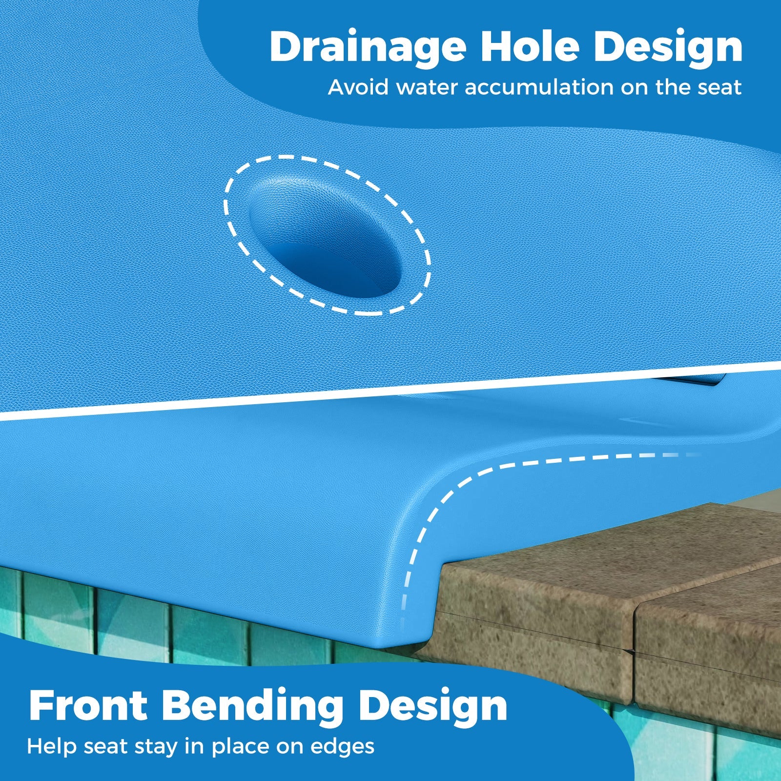 Foldable Outdoor Pool Chair with Handle and Back Support-Blue