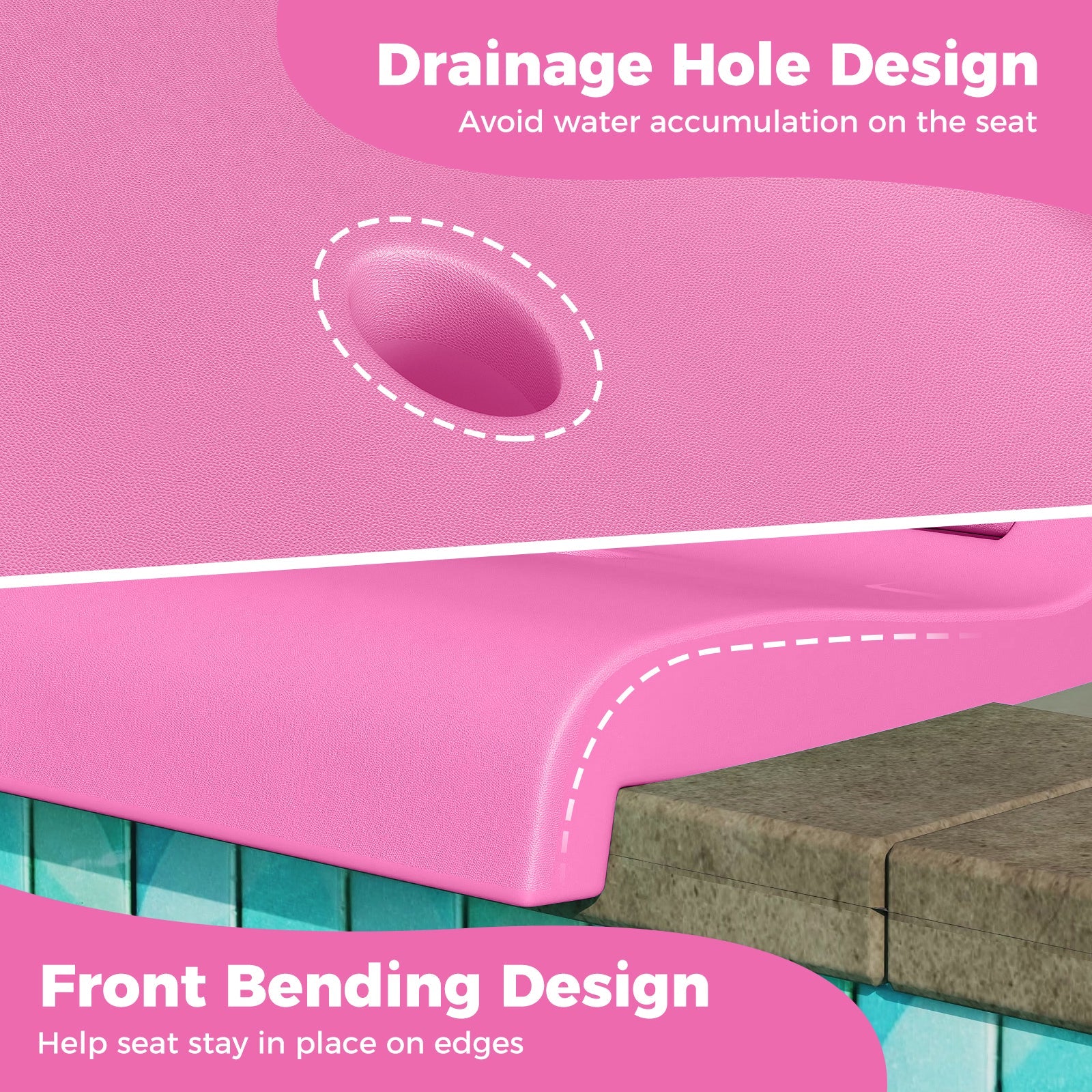 Foldable Outdoor Pool Chair with Handle and Back Support-Pink