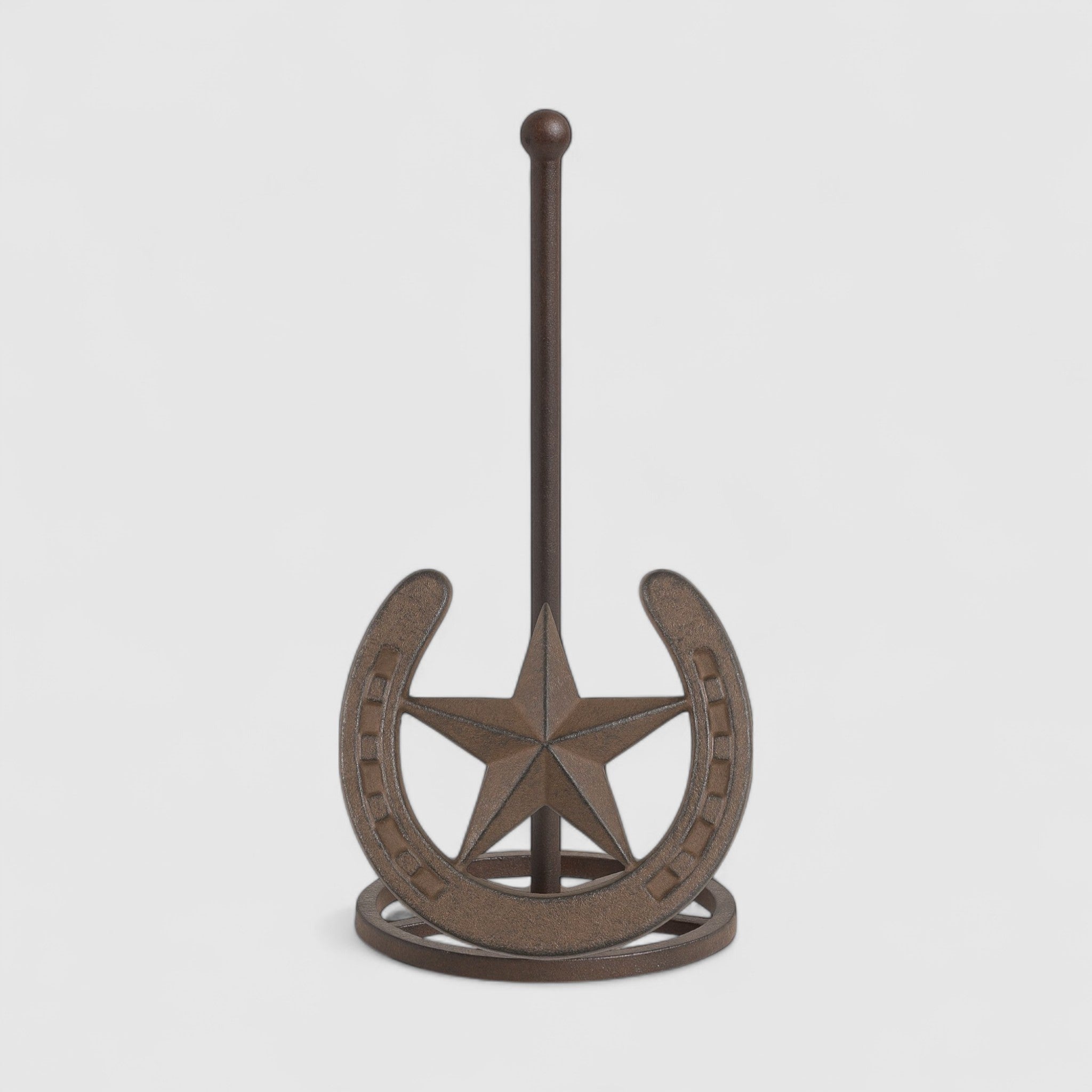 Rustic Cast Iron Star & Horseshoe Paper Towel Holder