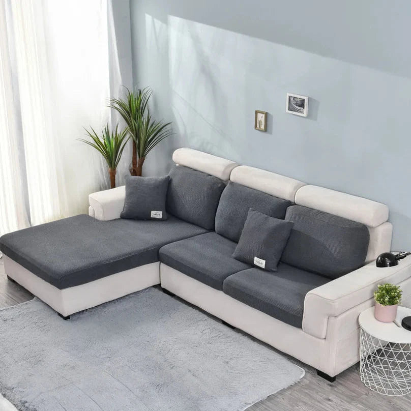 Solid Color Sofa Slipcover Elastic Furniture Protector Soft Finish