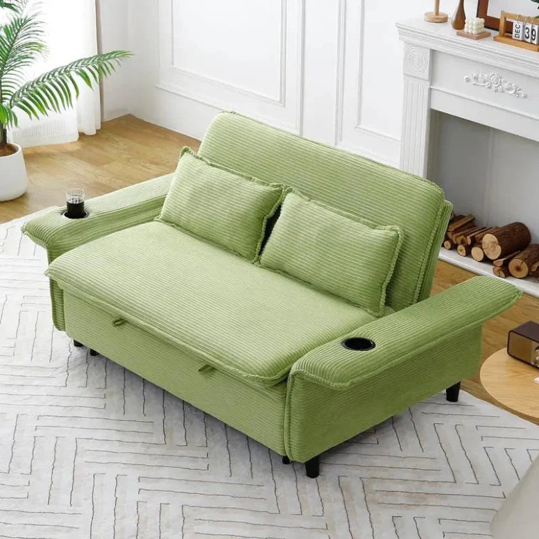 Élan Verde Convertible Sofa Bed 65.74” Luxe Corduroy Recliner