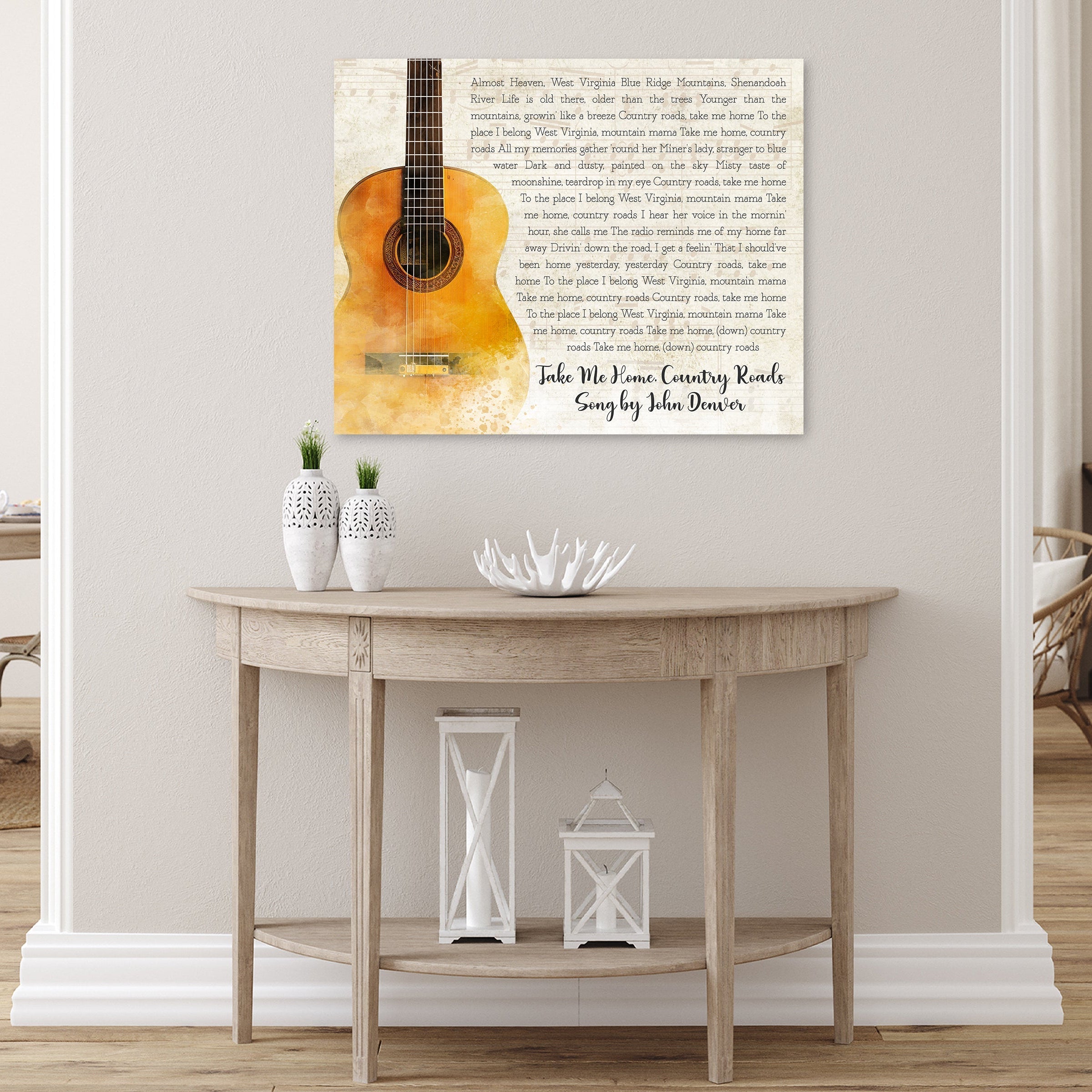 Song Lyrics Canvas with Guitar Design