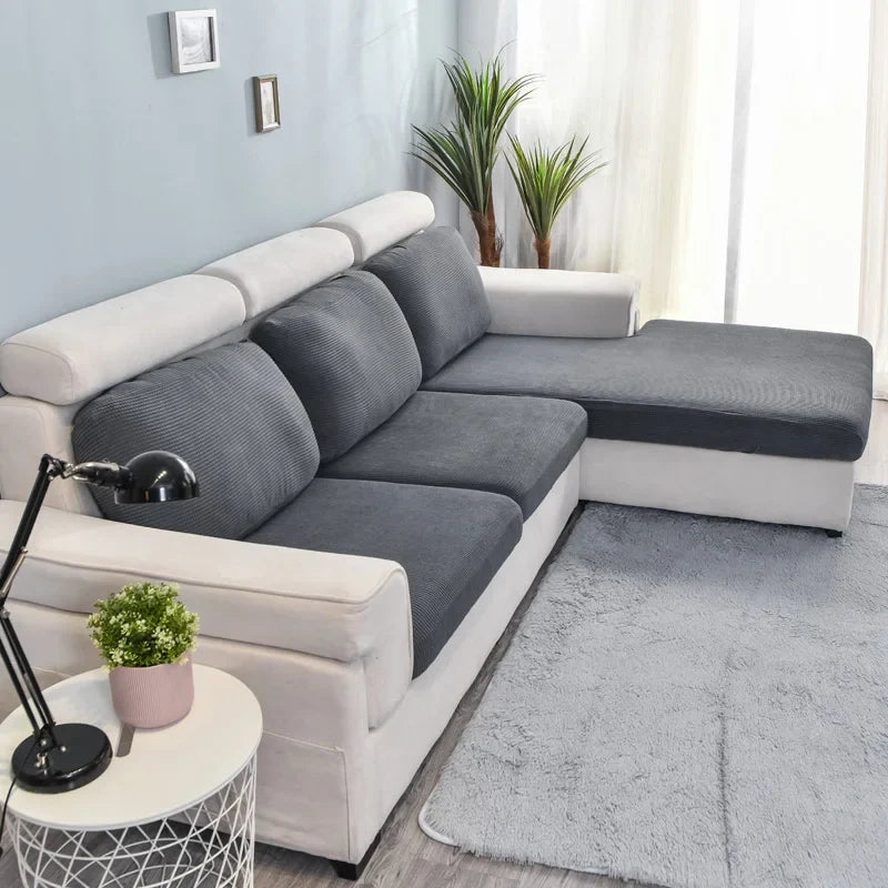 Solid Color Sofa Slipcover Elastic Furniture Protector Soft Finish
