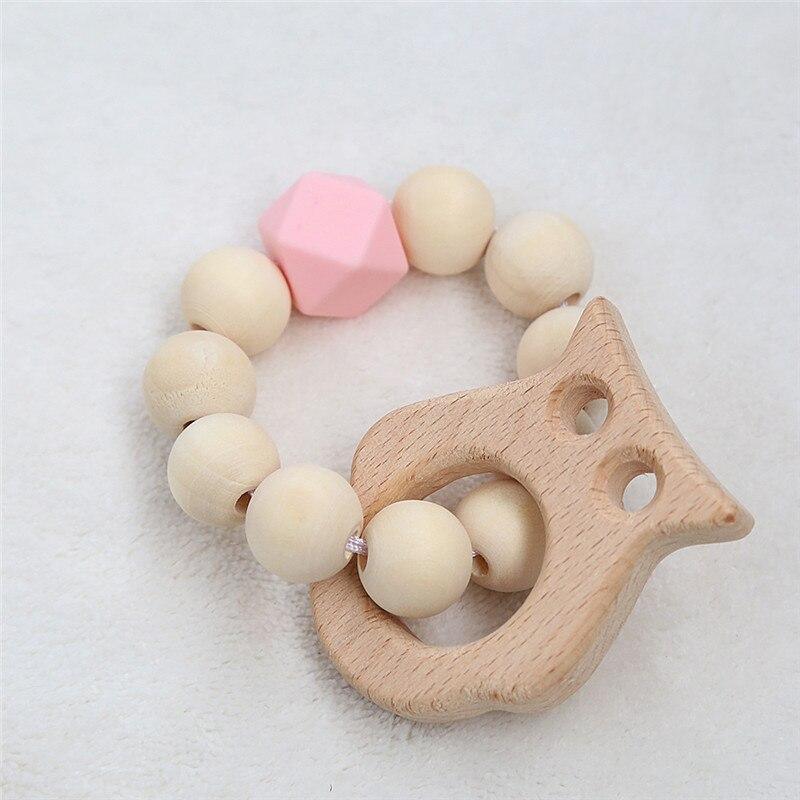Modern Baby Silicone & Wood Nursing Bracelet Teether Rattle Toy