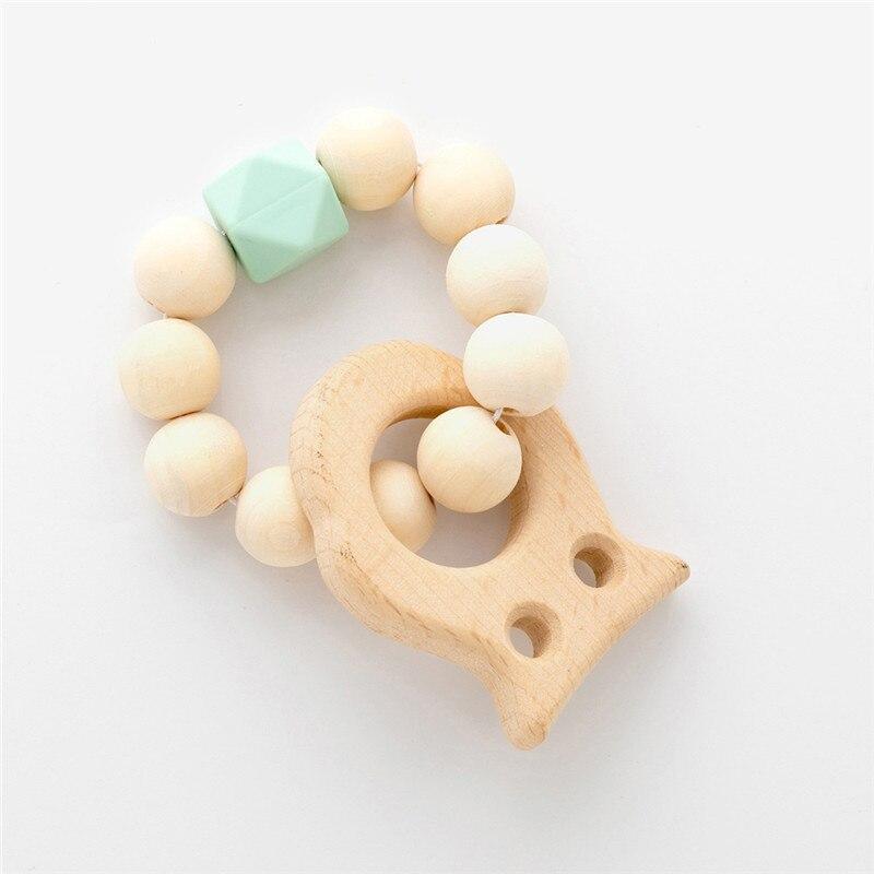 Modern Baby Silicone & Wood Nursing Bracelet Teether Rattle Toy