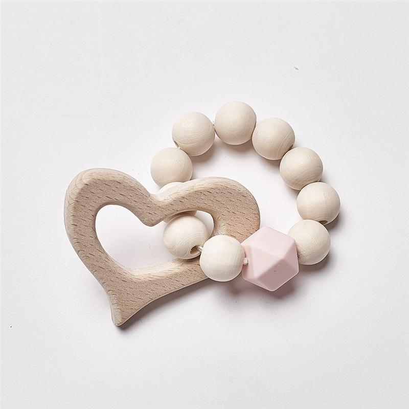 Modern Baby Silicone & Wood Nursing Bracelet Teether Rattle Toy