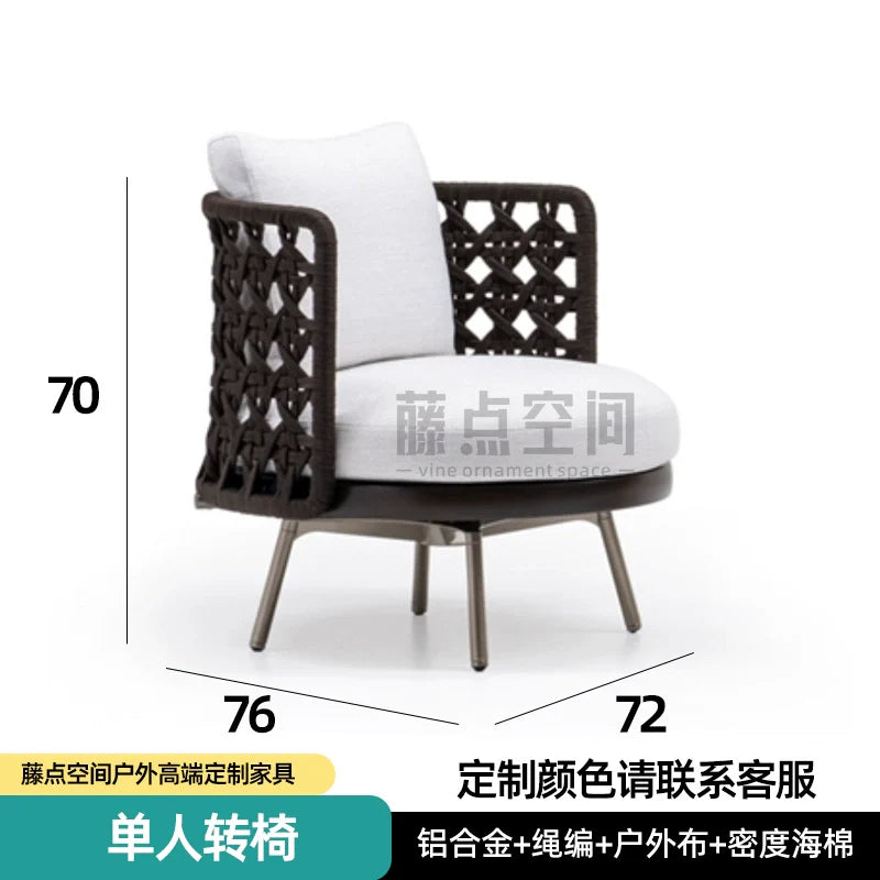 Scandinavian Corner Teak Rainproof Rattan Furniture