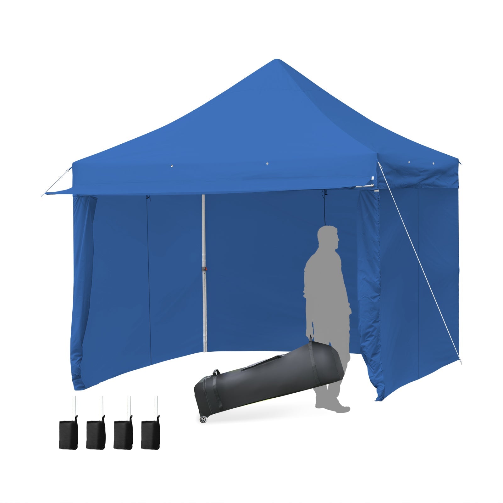 10×10 Ft Pop-Up Gazebo with 5 Removable Sidewalls & Awning – Blue