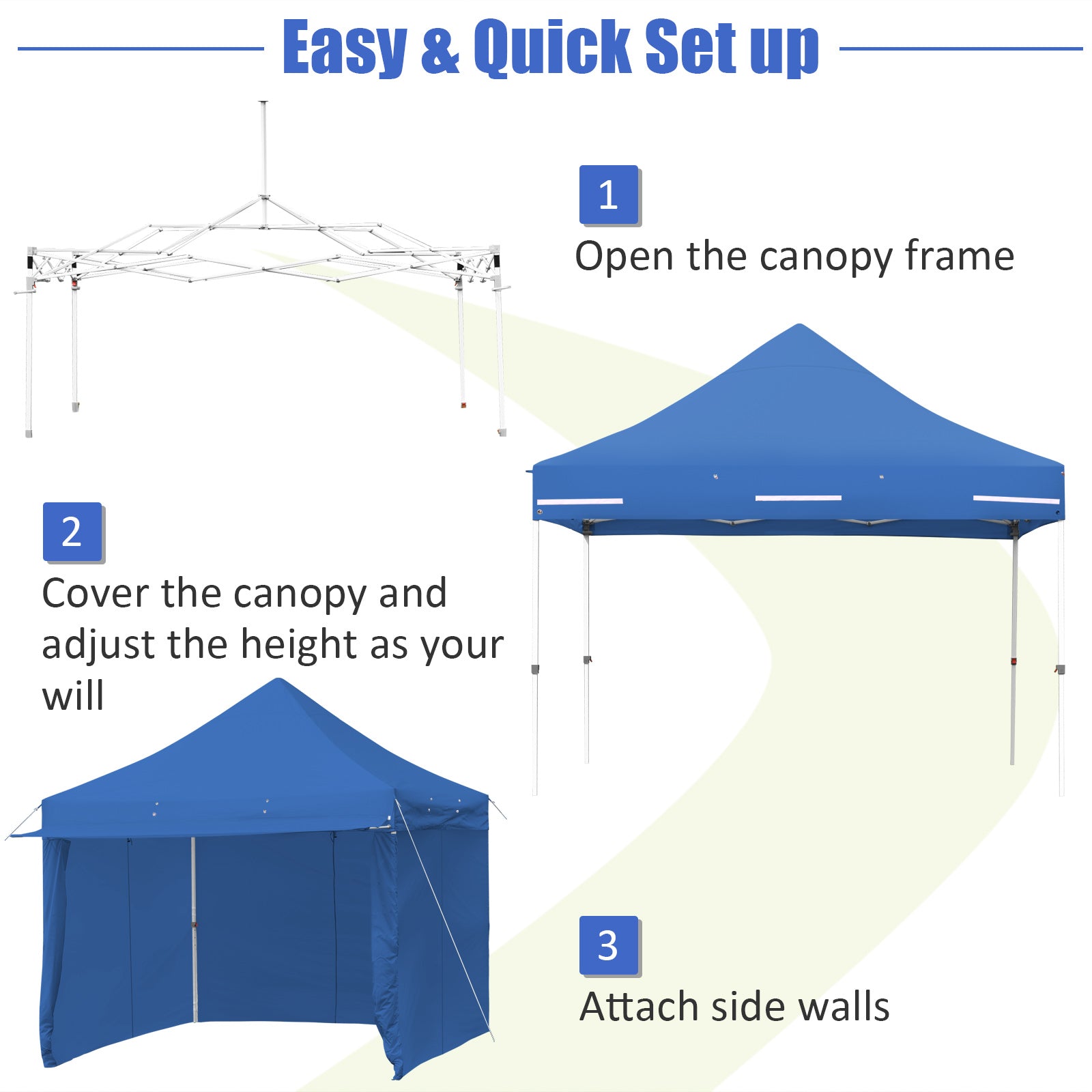 10×10 Ft Pop-Up Gazebo with 5 Removable Sidewalls & Awning – Blue