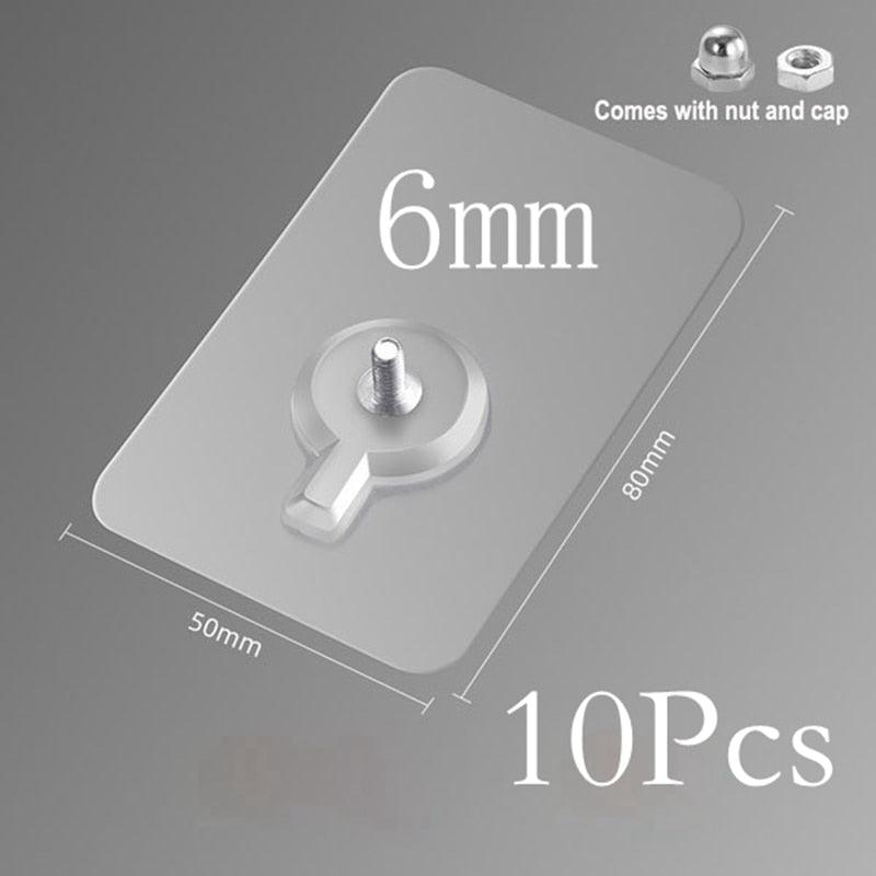 10 Pcs Punch-Free Adhesive Wall Hooks for Drywall & Doors