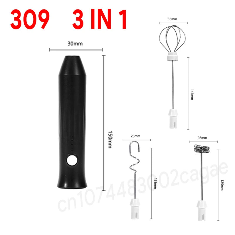 Electric Milk Frother & Egg Beater – USB Type-C Rechargeable 3-Speed Mini Handheld Foam Maker Coffee Whisk for Latte, Cappuccino & Cooking