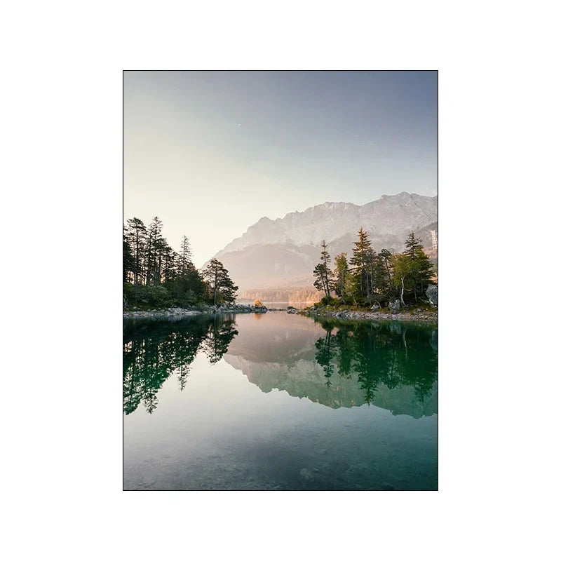 Nature Landscape Silk Painting Nordic Modern Wall Art for Living Room
