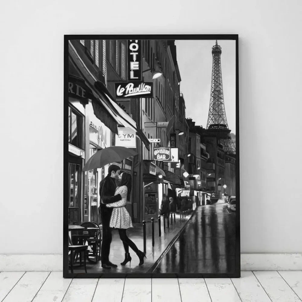 Retro Black & White Paris London Anime Posters for Wall Decor