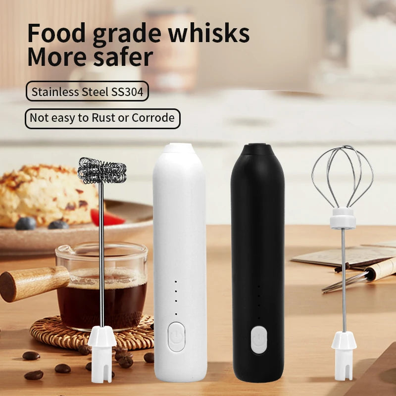 Electric Milk Frother & Egg Beater – USB Type-C Rechargeable 3-Speed Mini Handheld Foam Maker Coffee Whisk for Latte, Cappuccino & Cooking