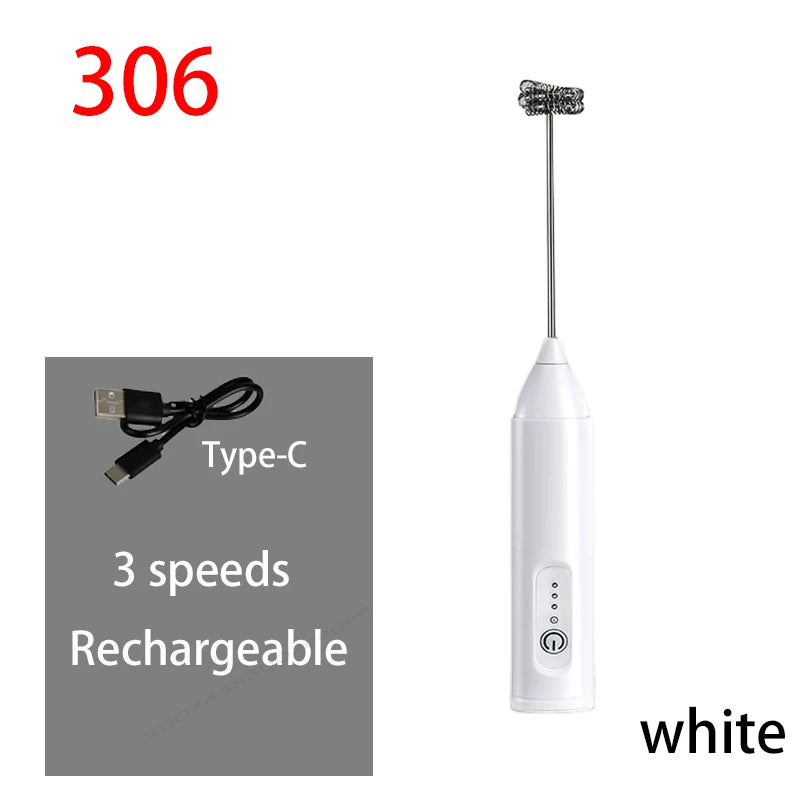 Electric Milk Frother & Egg Beater – USB Type-C Rechargeable 3-Speed Mini Handheld Foam Maker Coffee Whisk for Latte, Cappuccino & Cooking