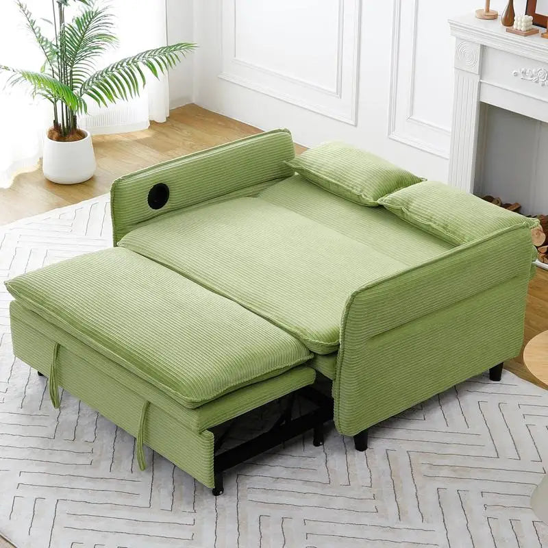 Élan Verde Convertible Sofa Bed 65.74” Luxe Corduroy Recliner