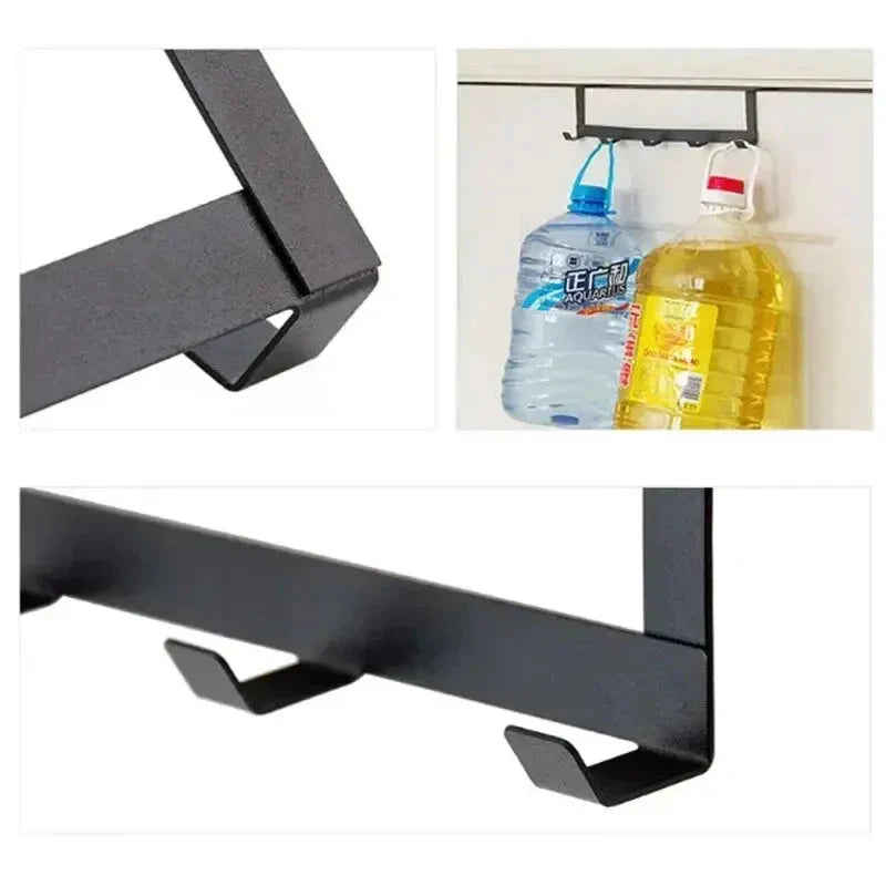 5-Hook Over-Door Organizer Rack Heavy-Duty Iron Hanger