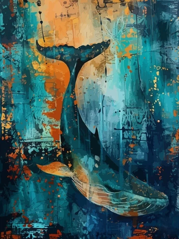 Abstract Fish Canvas Print Blue Ocean World Multicolored Tropical Fish Poster Modern Marine Fish School Canvas Painting Wall Art