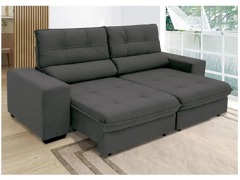4-Seater Suede Brunello Linoforte Recliner Retractable Sofa