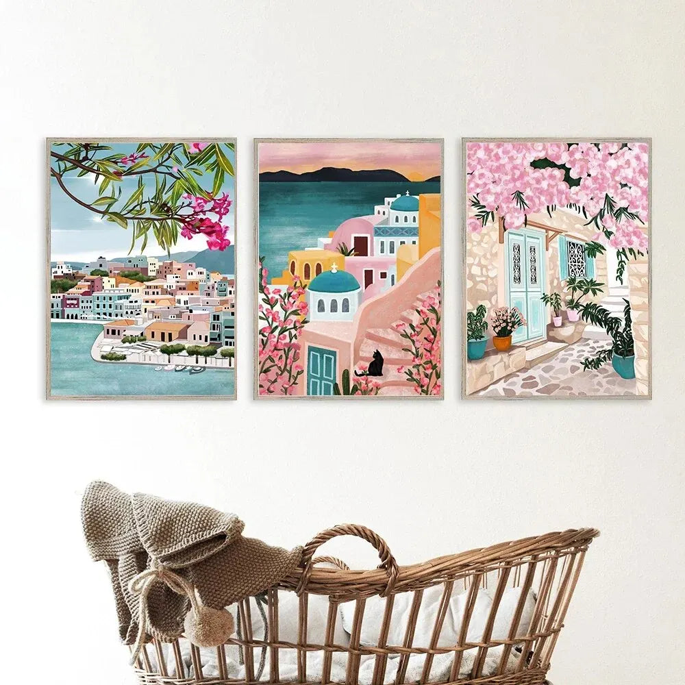 Flower and Plant Ocean Beach Canvas Wall Art for Home Decor