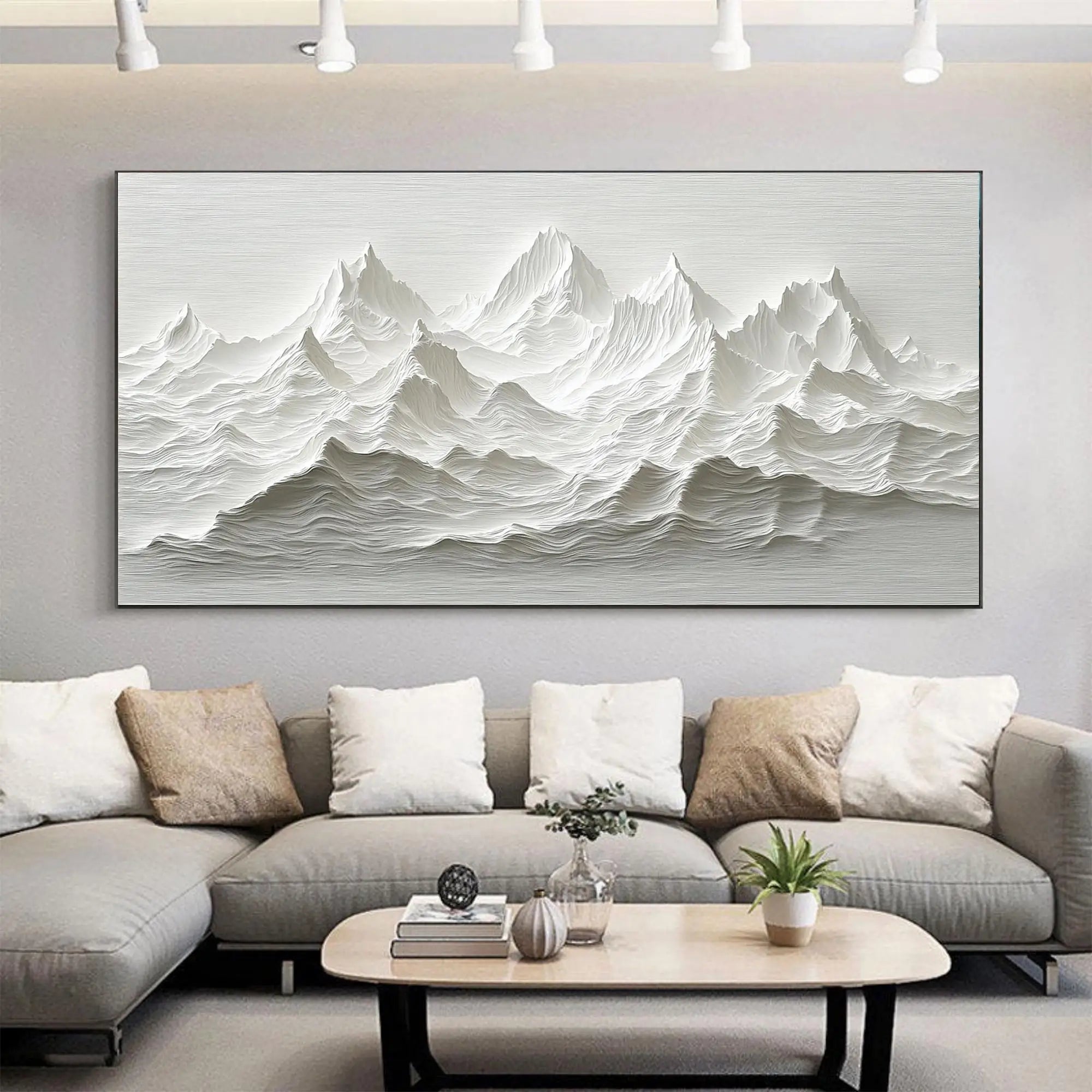 Modern Minimalist Mountain Art Posters Prints 3D White Texture Mountain Landscape Canvas Painting