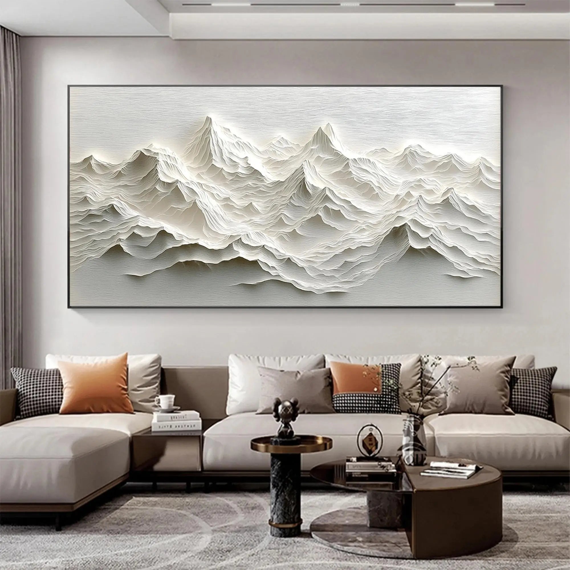 Modern Minimalist Mountain Art Posters Prints 3D White Texture Mountain Landscape Canvas Painting