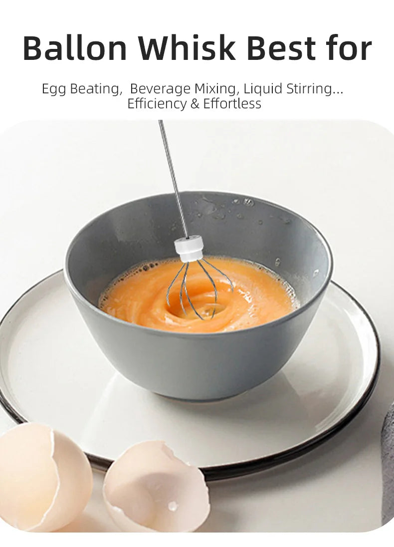 Electric Milk Frother & Egg Beater – USB Type-C Rechargeable 3-Speed Mini Handheld Foam Maker Coffee Whisk for Latte, Cappuccino & Cooking