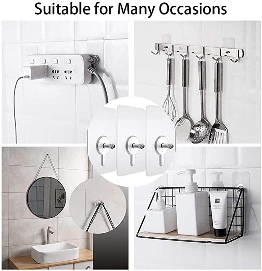 10 Pcs Punch-Free Adhesive Wall Hooks for Drywall & Doors