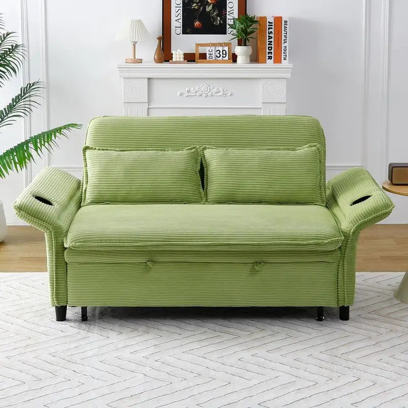 Élan Verde Convertible Sofa Bed 65.74” Luxe Corduroy Recliner