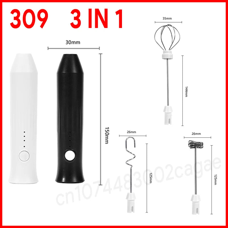 Electric Milk Frother & Egg Beater – USB Type-C Rechargeable 3-Speed Mini Handheld Foam Maker Coffee Whisk for Latte, Cappuccino & Cooking