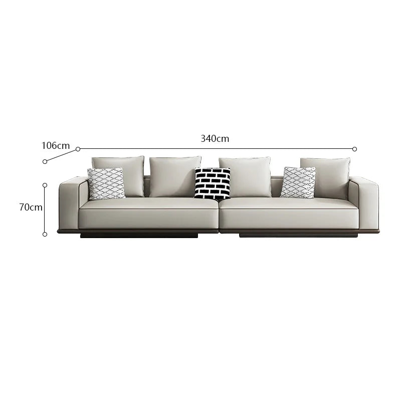 Rou-Lan Tofu Block Leather Corner Sofa Minimalist Cowhide