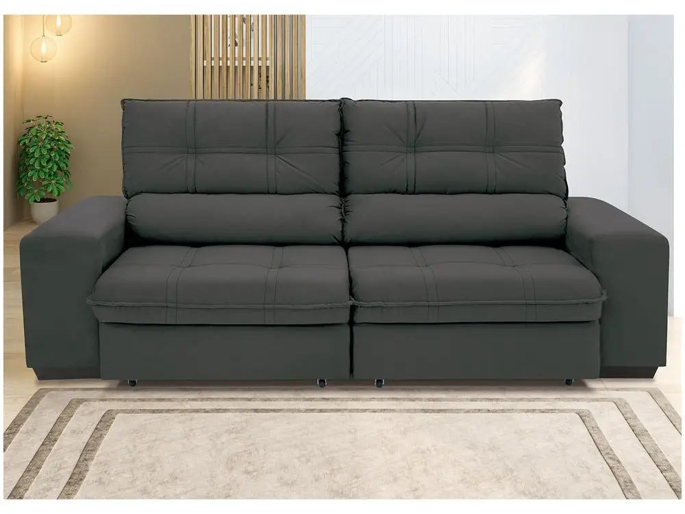 4-Seater Suede Brunello Linoforte Recliner Retractable Sofa