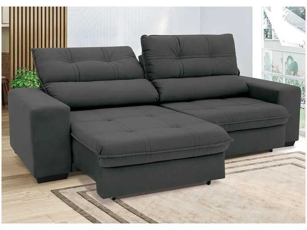 4-Seater Suede Brunello Linoforte Recliner Retractable Sofa