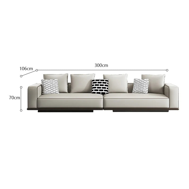 Rou-Lan Tofu Block Leather Corner Sofa Minimalist Cowhide