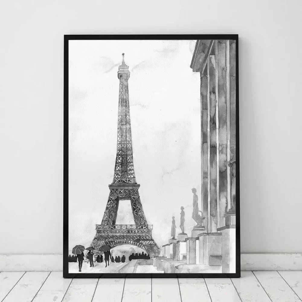 Retro Black & White Paris London Anime Posters for Wall Decor
