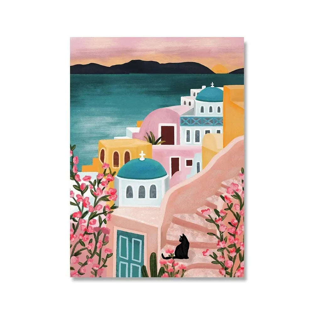 Flower and Plant Ocean Beach Canvas Wall Art for Home Decor