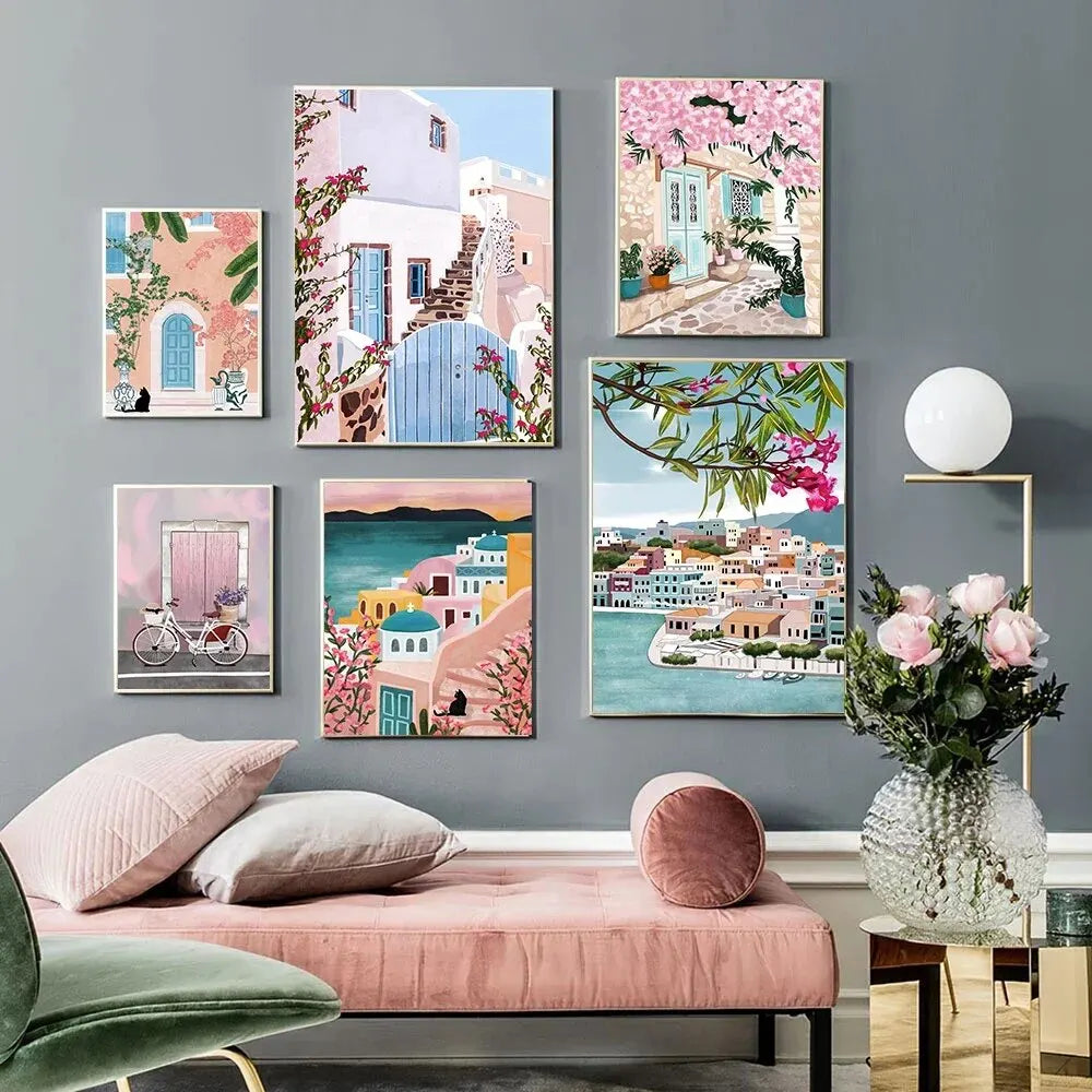 Flower and Plant Ocean Beach Canvas Wall Art for Home Decor