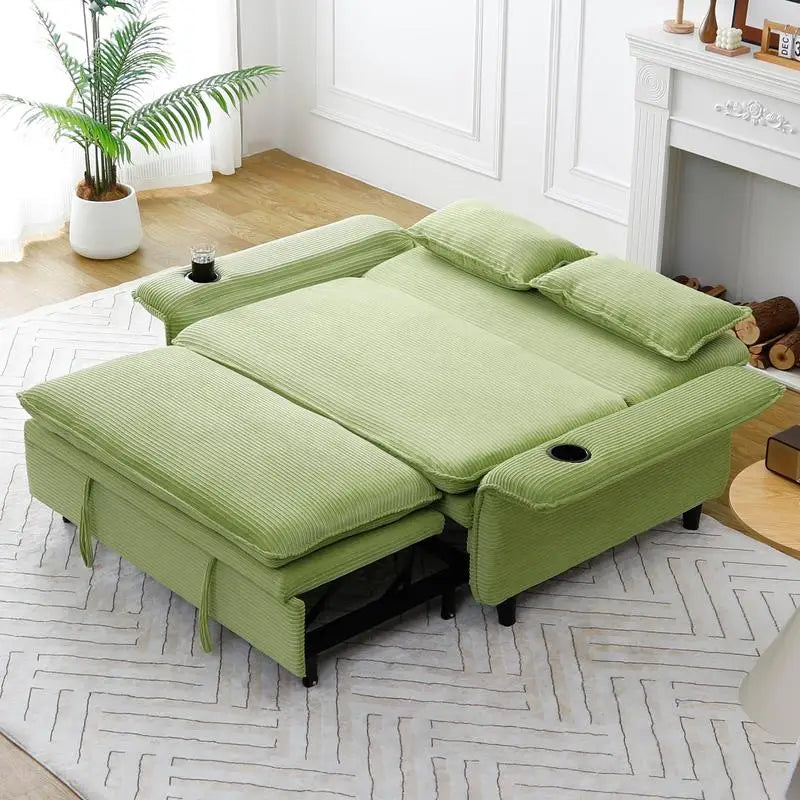 Élan Verde Convertible Sofa Bed 65.74” Luxe Corduroy Recliner