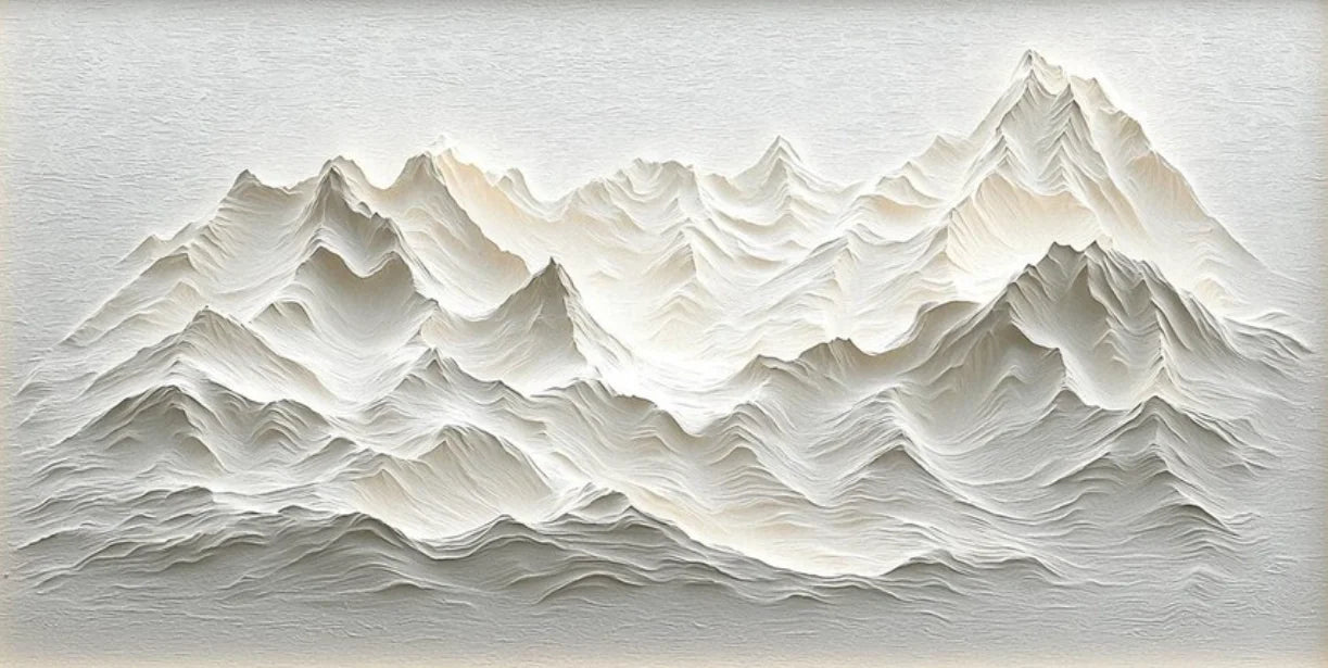 Modern Minimalist Mountain Art Posters Prints 3D White Texture Mountain Landscape Canvas Painting