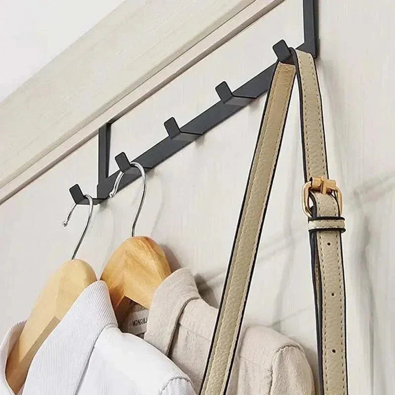 5-Hook Over-Door Organizer Rack Heavy-Duty Iron Hanger