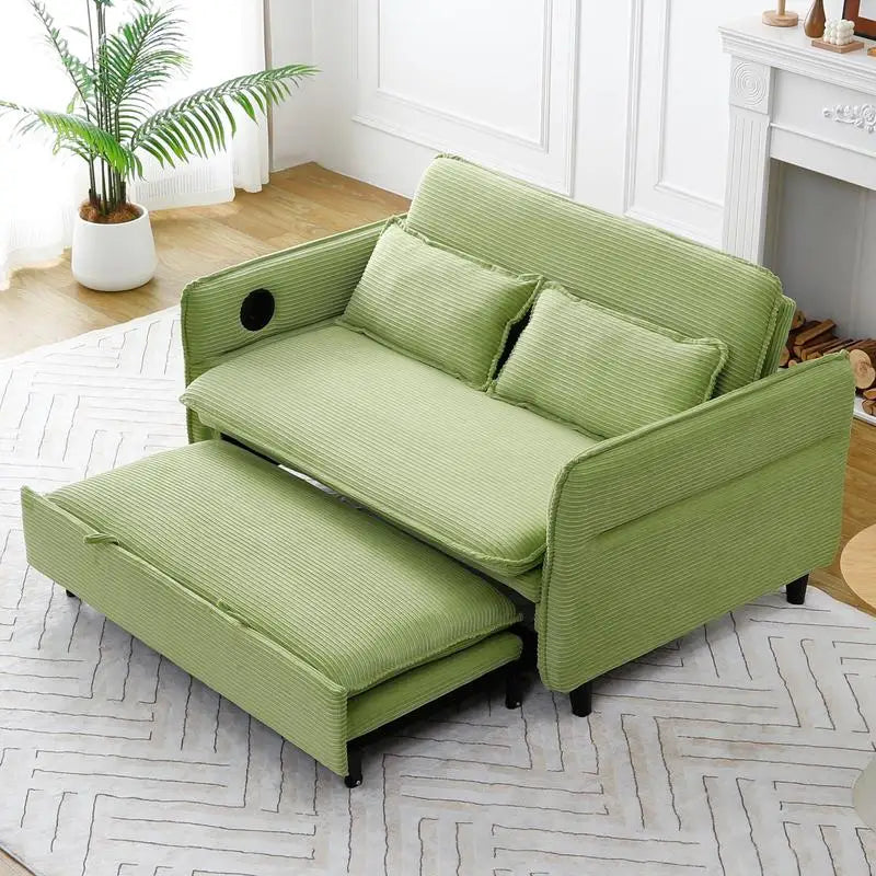 Élan Verde Convertible Sofa Bed 65.74” Luxe Corduroy Recliner