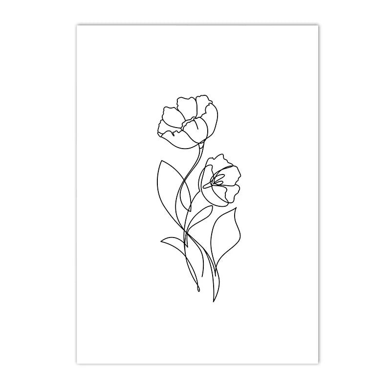 Abstract Line Women Face & Couple Kiss Canvas Wall Art