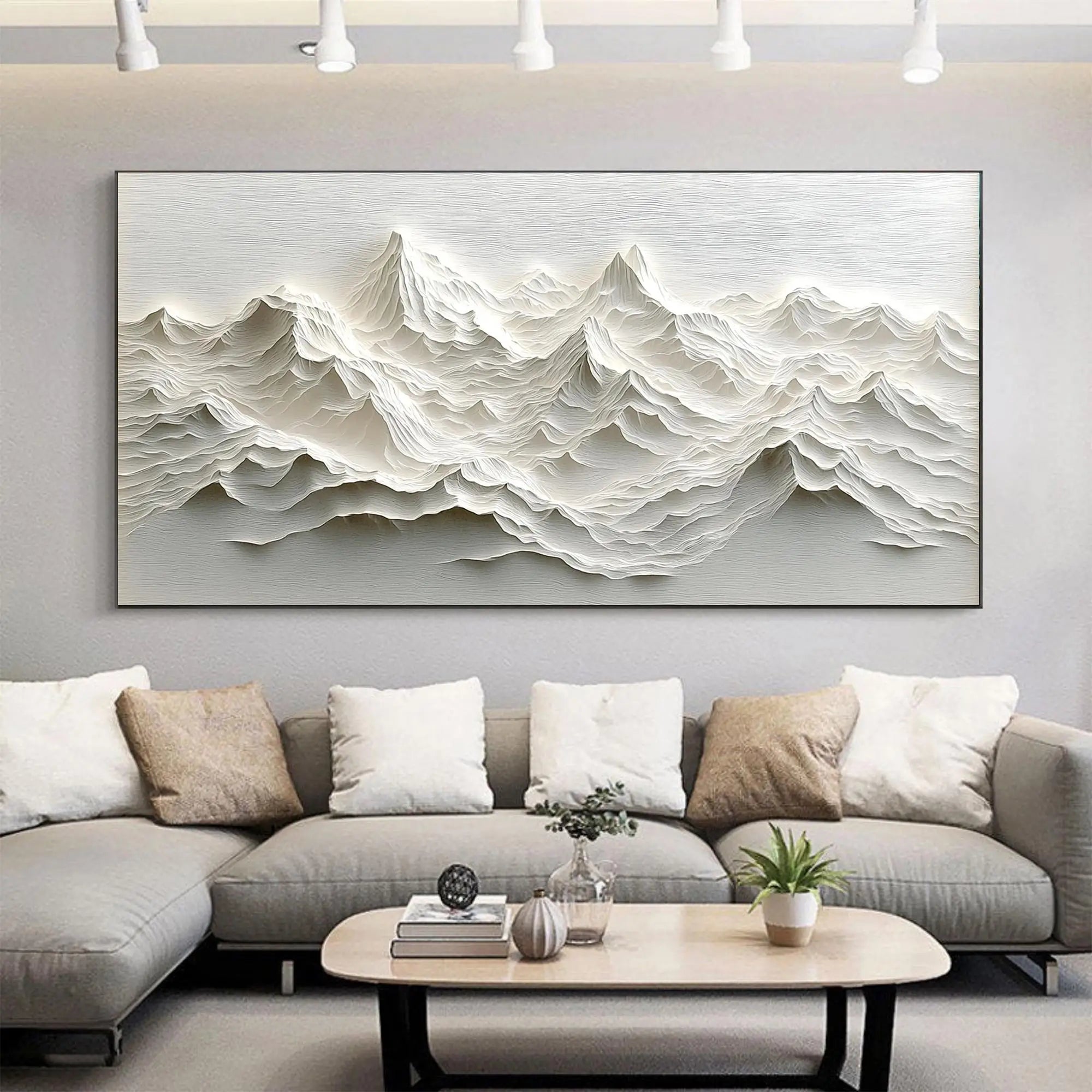 Modern Minimalist Mountain Art Posters Prints 3D White Texture Mountain Landscape Canvas Painting
