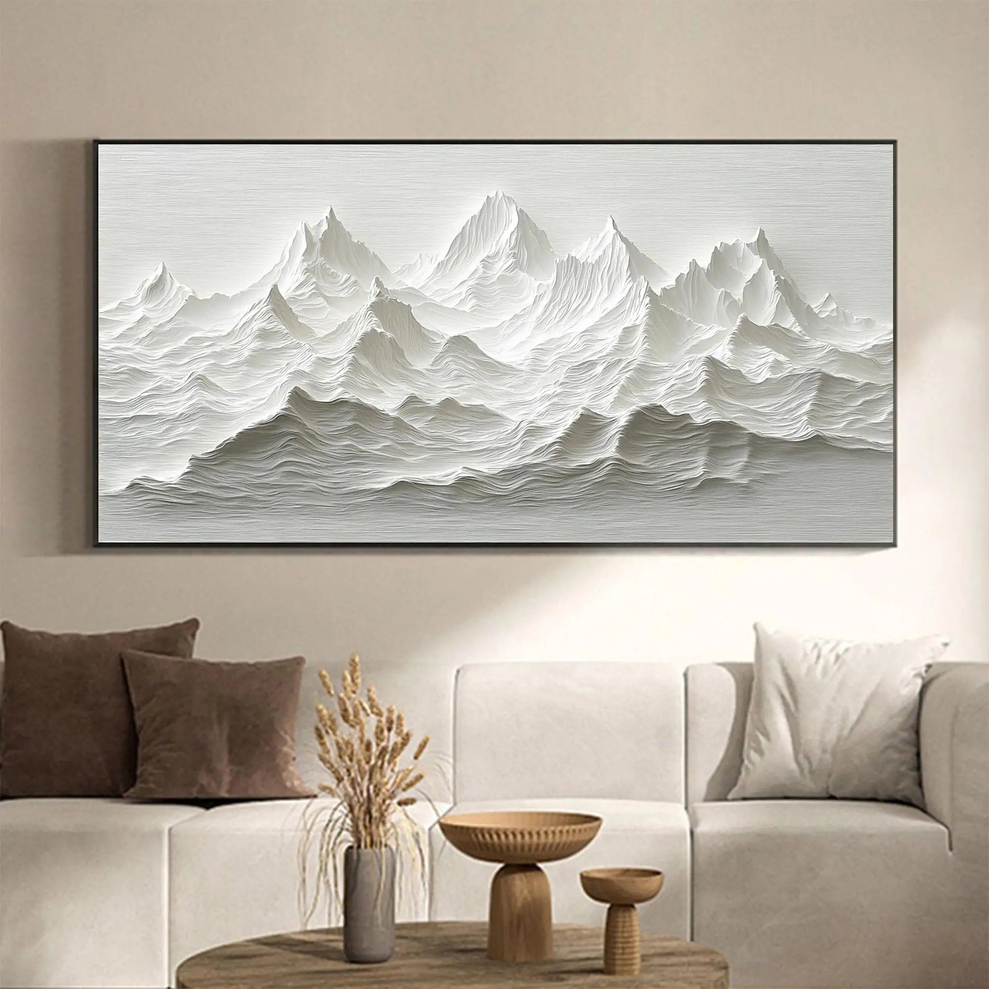 Modern Minimalist Mountain Art Posters Prints 3D White Texture Mountain Landscape Canvas Painting